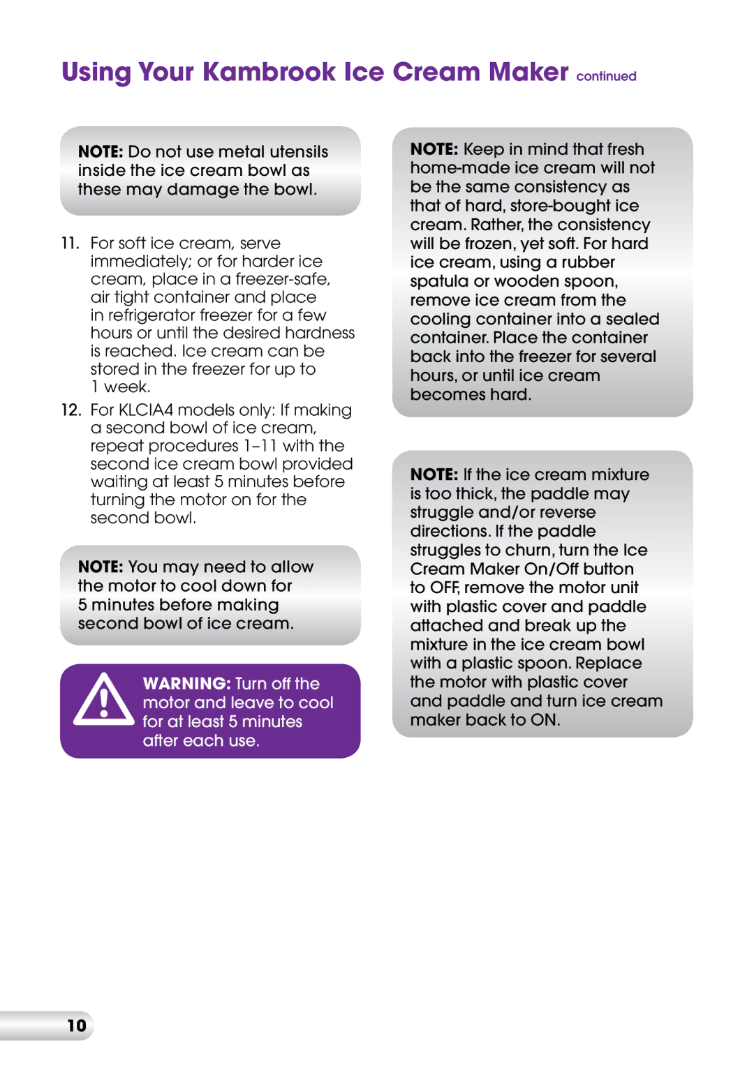 Kambrook KLCIA4, KLC3FM manual Using Your Kambrook Ice Cream Maker 