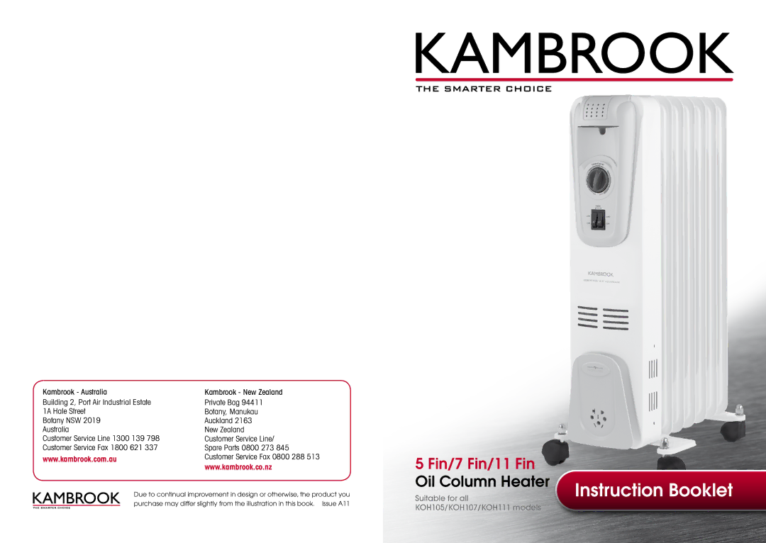 Kambrook KOH105/KOH107/KOH11 manual Instruction Booklet 