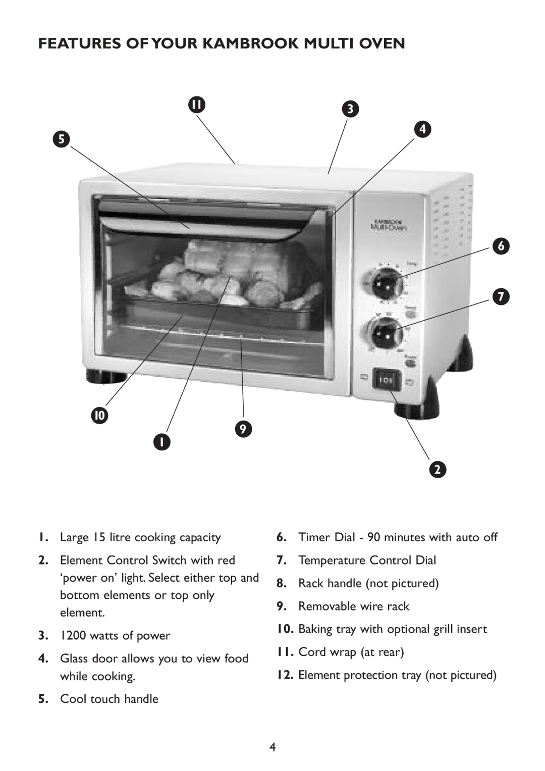 Kambrook KOT500 manual Features of Your Kambrook Multi Oven 