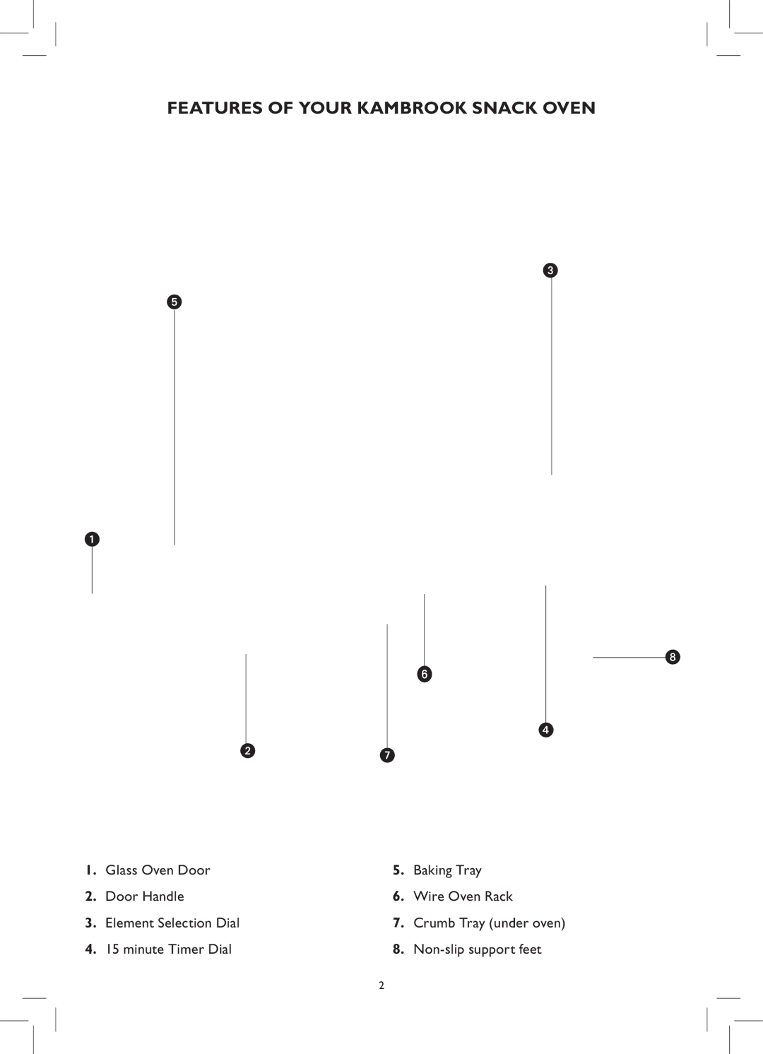 Kambrook KOT65 manual Features of Your Kambrook Snack Oven, Minute Timer Dial Non-slip support feet 