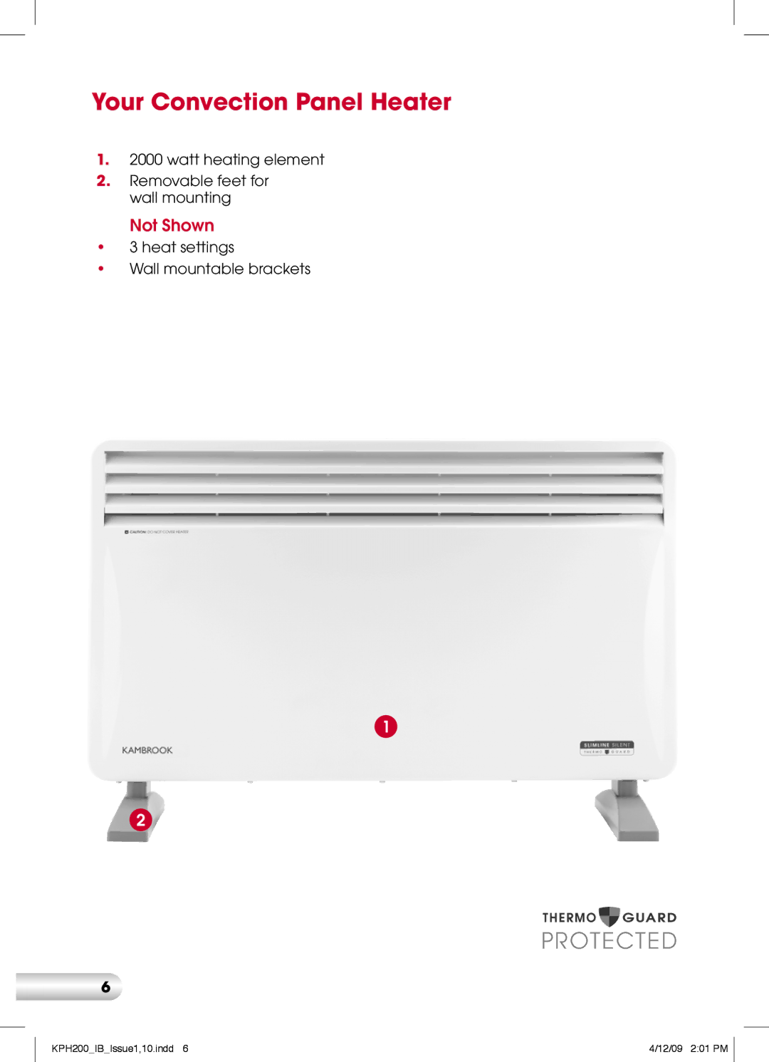 Kambrook KPH200 manual Your Convection Panel Heater 