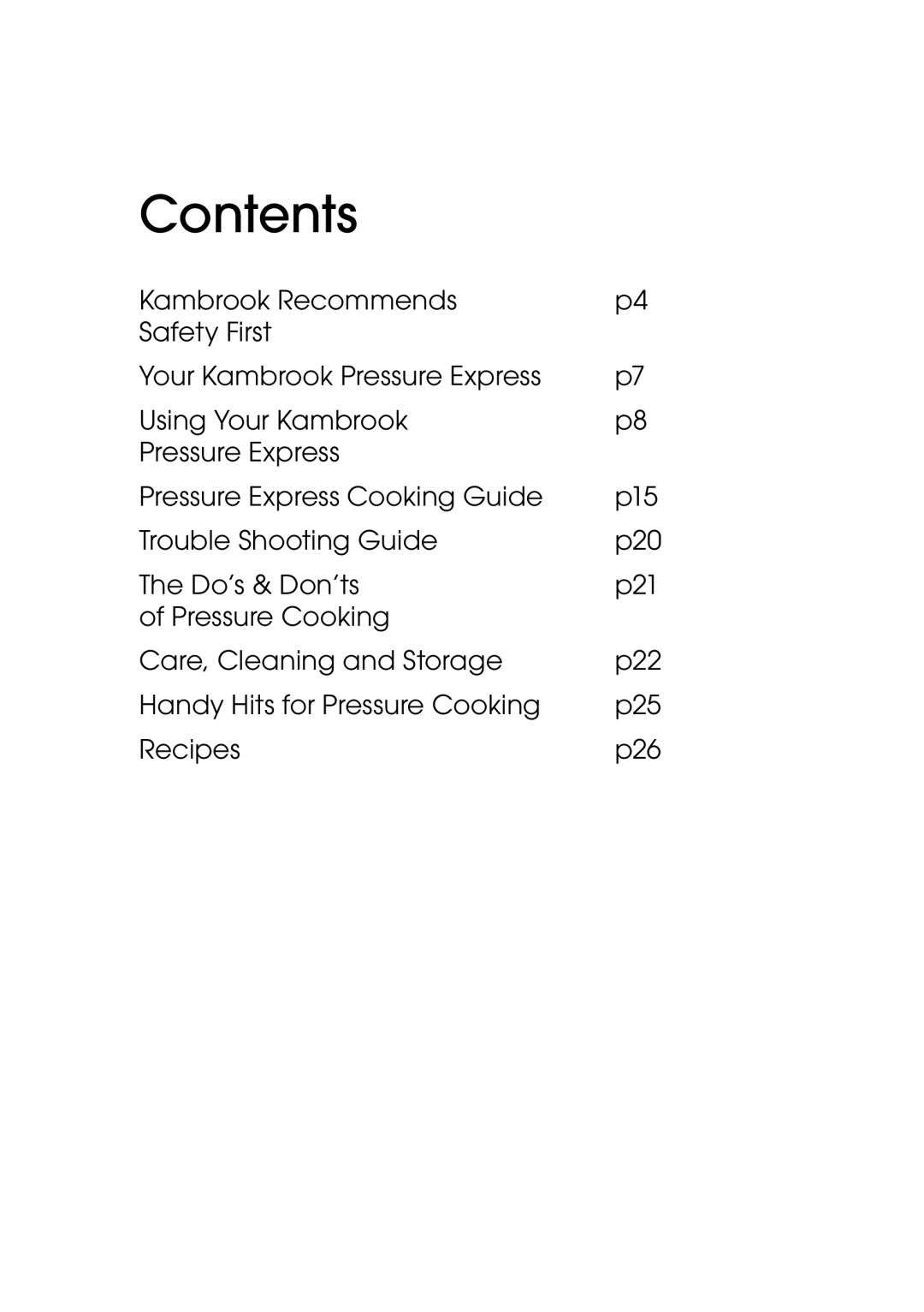 Kambrook KPR600 manual Contents 