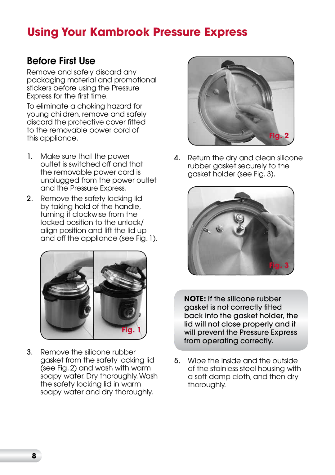 Kambrook KPR600 manual Using Your Kambrook Pressure Express, Before First Use 