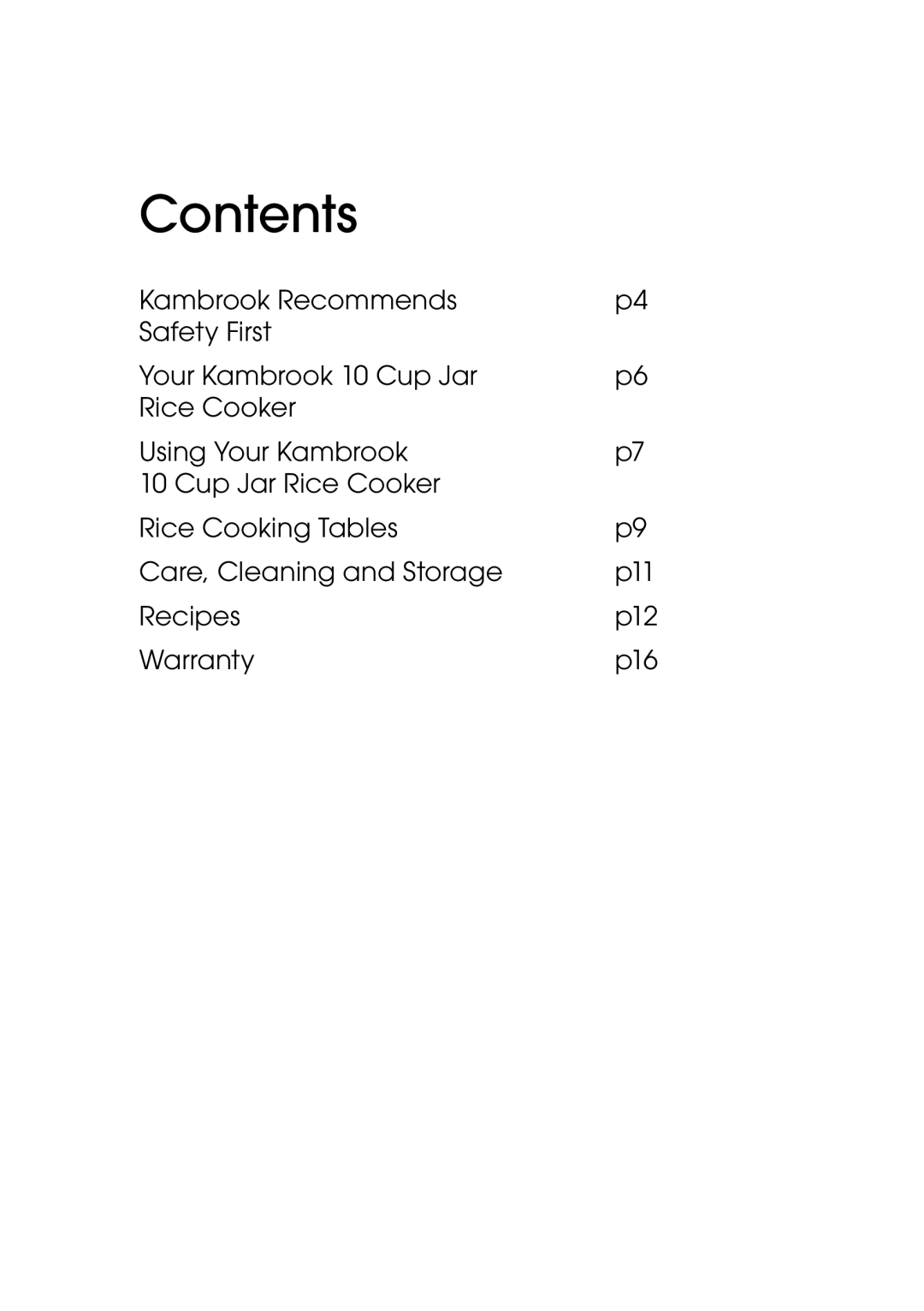 Kambrook KRC400 manual Contents 