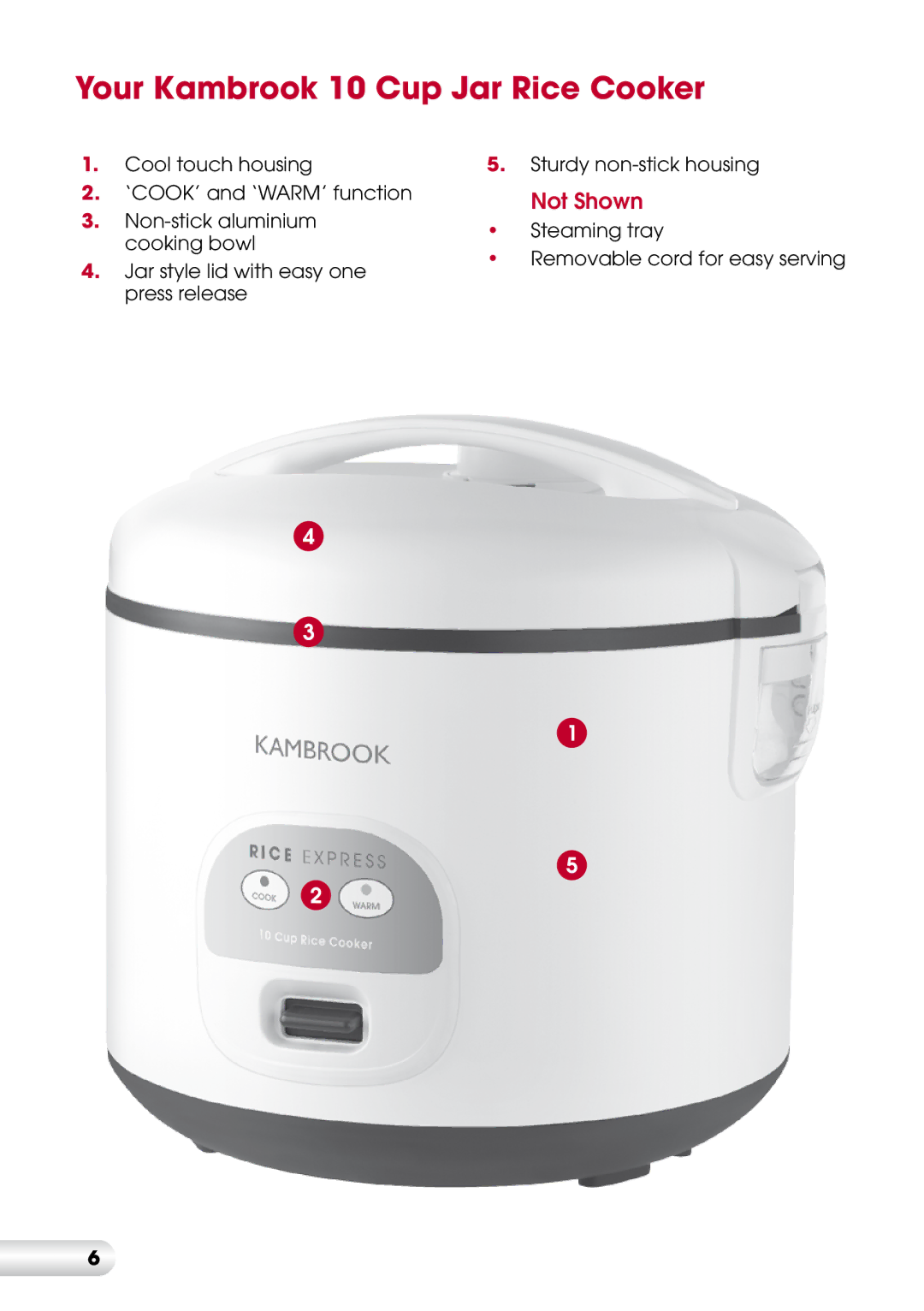 Kambrook KRC400 manual Your Kambrook 10 Cup Jar Rice Cooker 