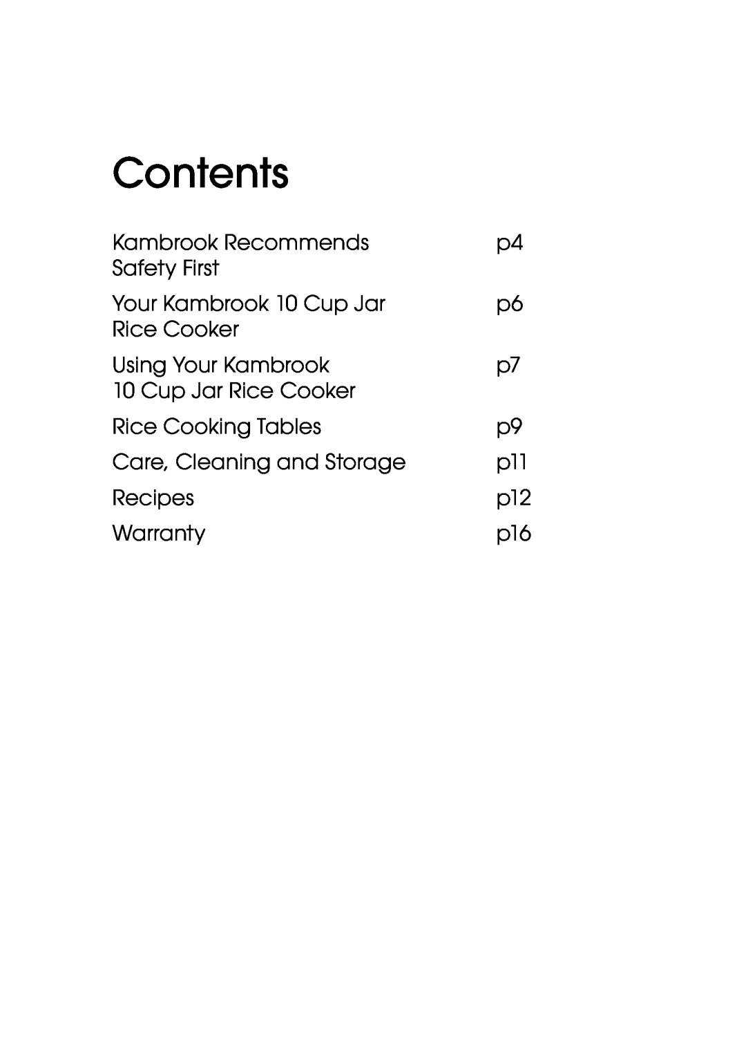 Kambrook KRC400 manual Contents 