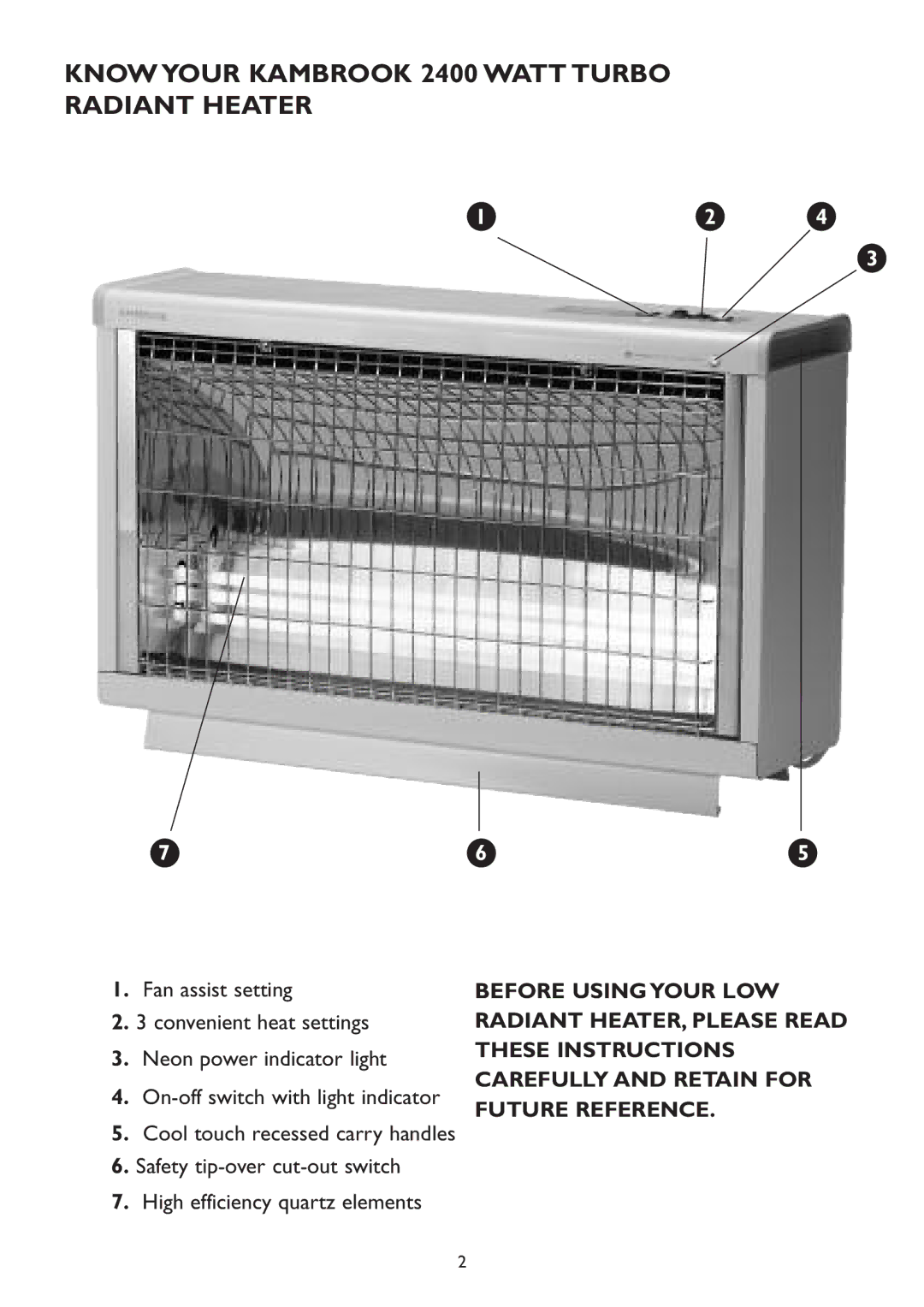 Kambrook KRH500 manual Know Your Kambrook 2400 Watt Turbo Radiant Heater, Future Reference 