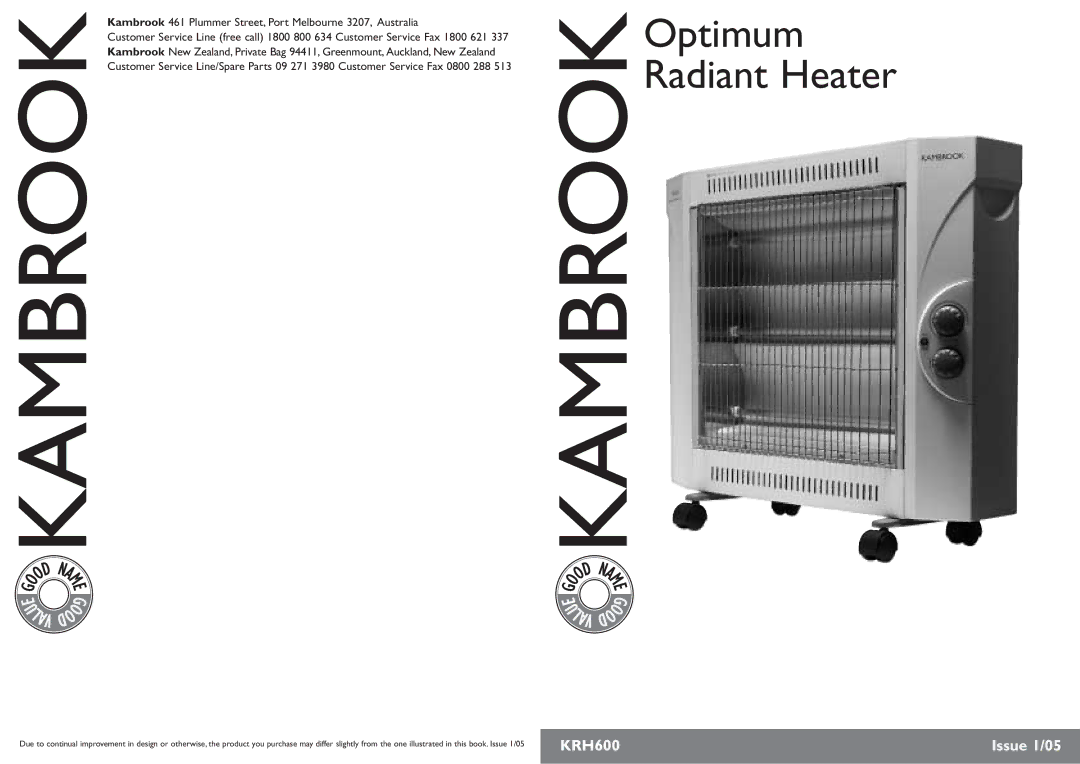 Kambrook KRH600 manual Optimum Radiant Heater 