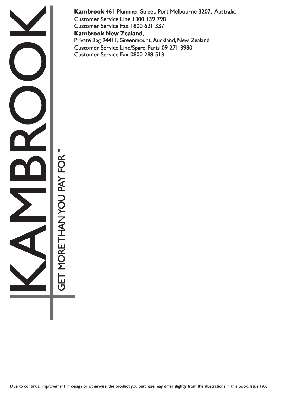 Kambrook KSC 100 manual Kambrook New Zealand 