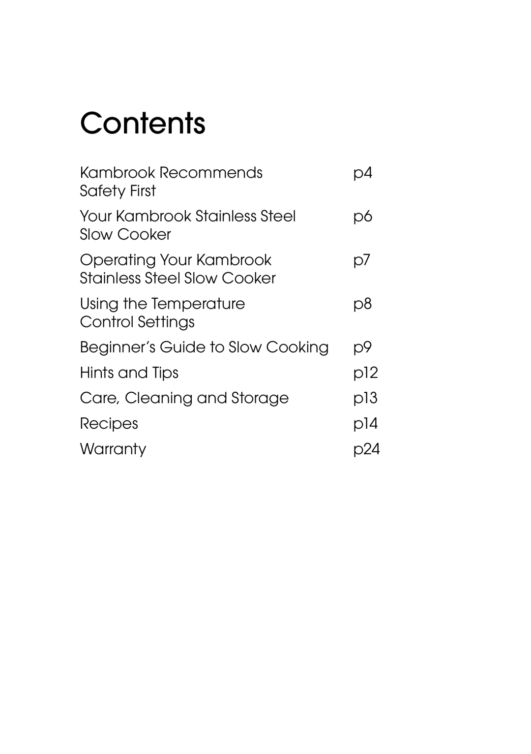 Kambrook KSC360 manual Contents 