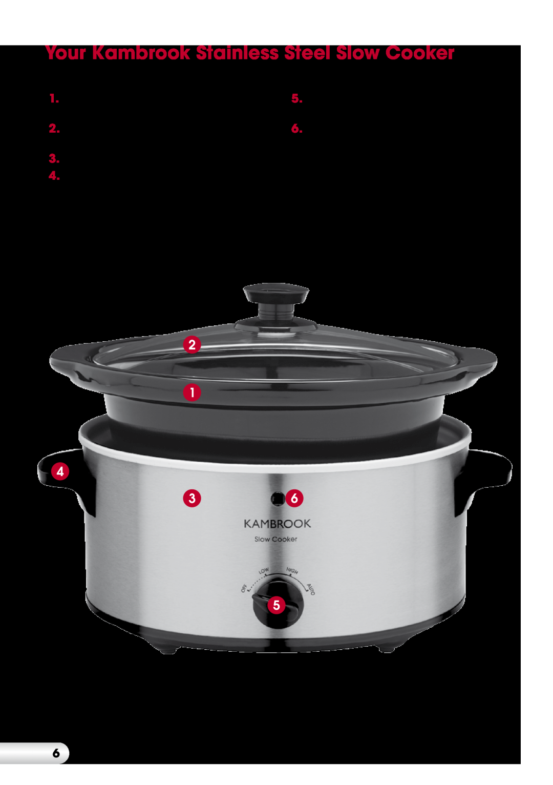Kambrook KSC360 Your Kambrook Stainless Steel Slow Cooker, Removable crockery bowl with 3 litre capacity, Power ‘ON’ Light 