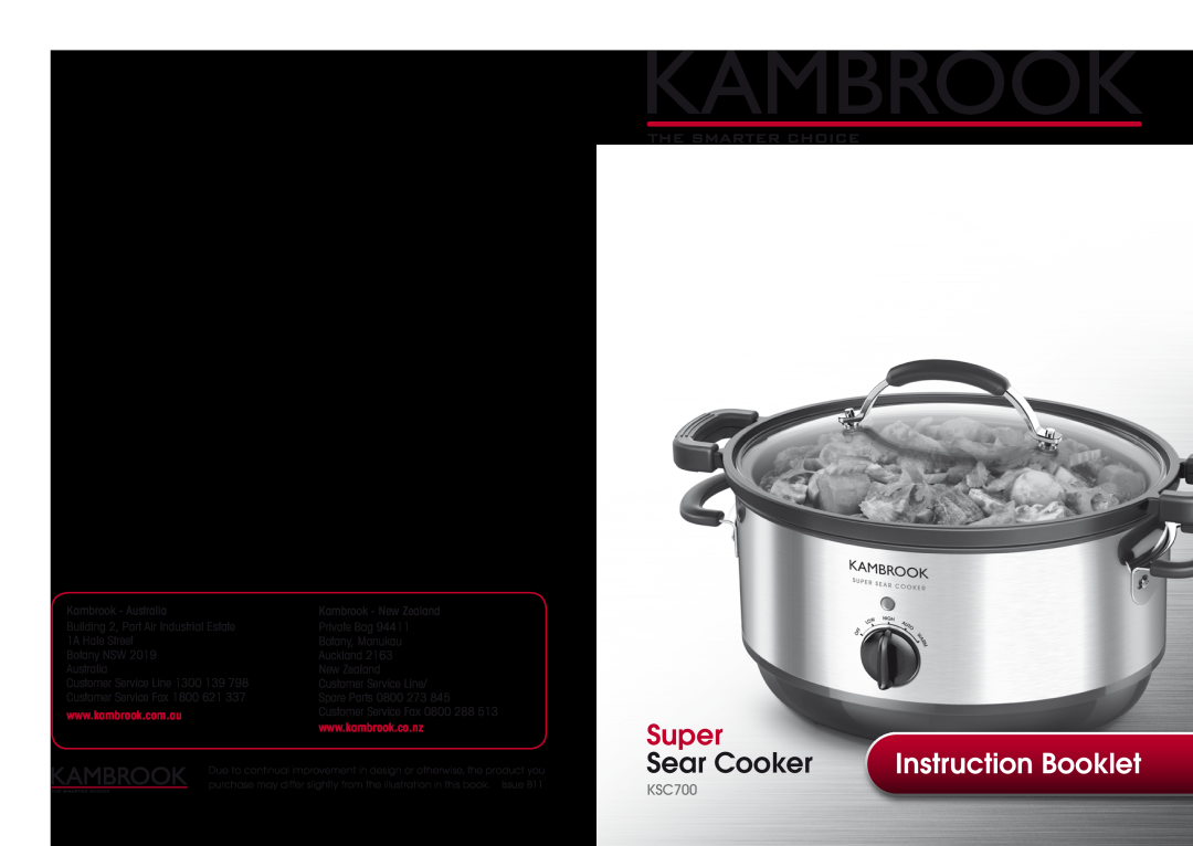 Kambrook KSC700 manual Super, Sear Cooker, Instruction Booklet 