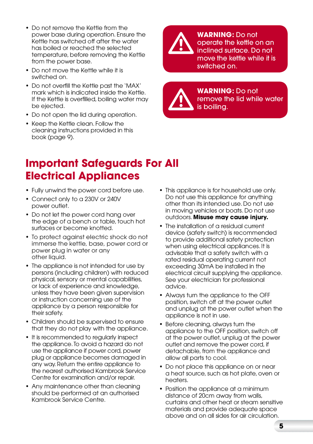 Kambrook KSK76 manual Important Safeguards For All Electrical Appliances 