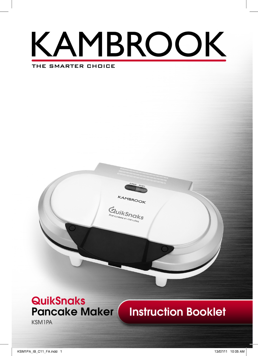 Kambrook KSM1PA manual Pancake Maker Instruction Booklet 