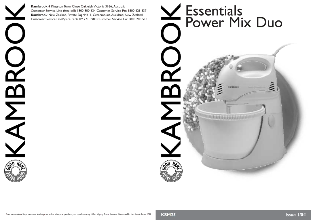 Kambrook KSM25 manual Essentials Power Mix Duo 