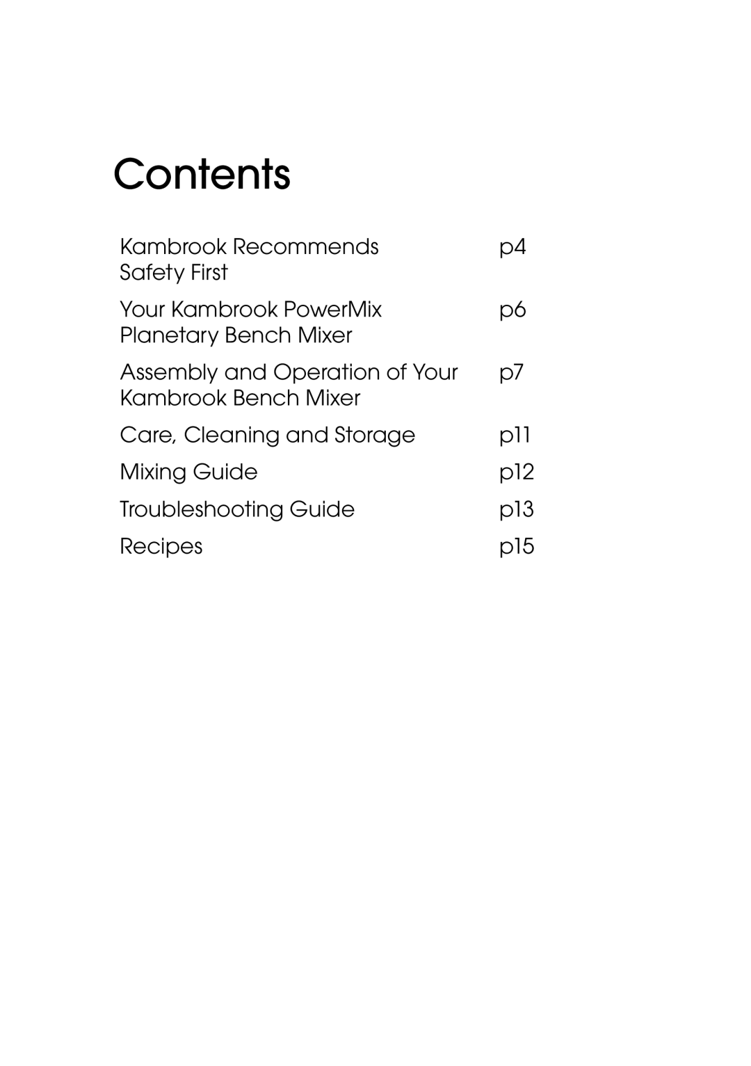 Kambrook KSM500 manual Contents 