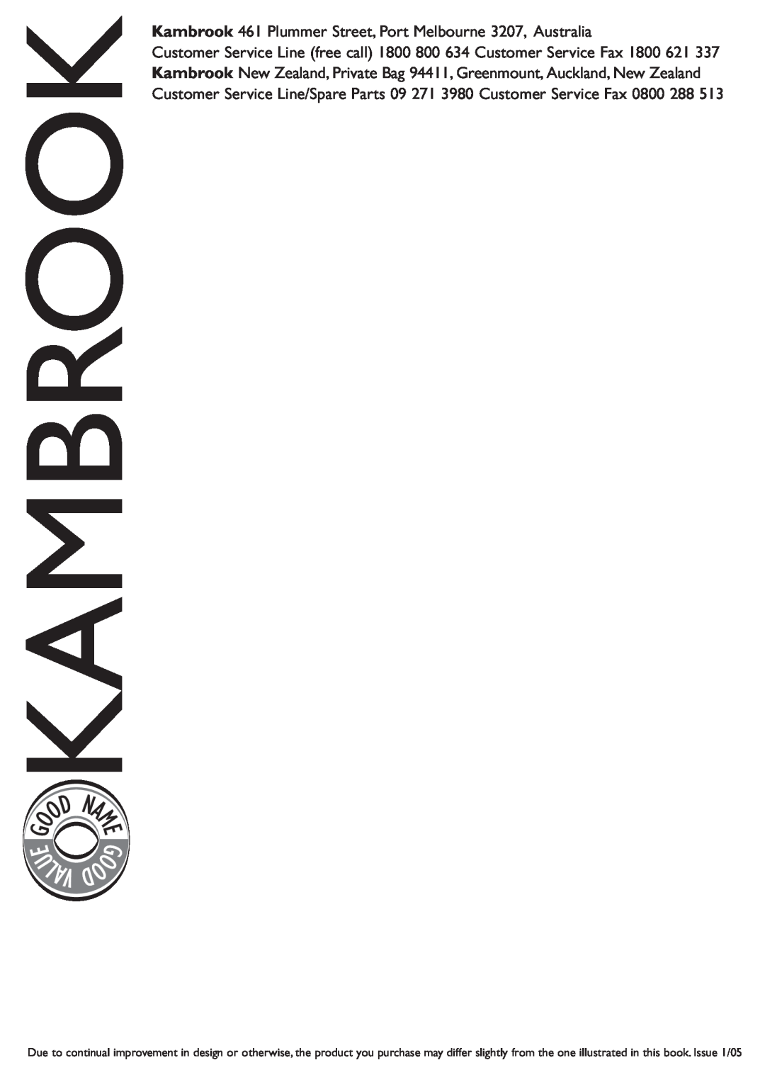 Kambrook KT100 manual U Lav 