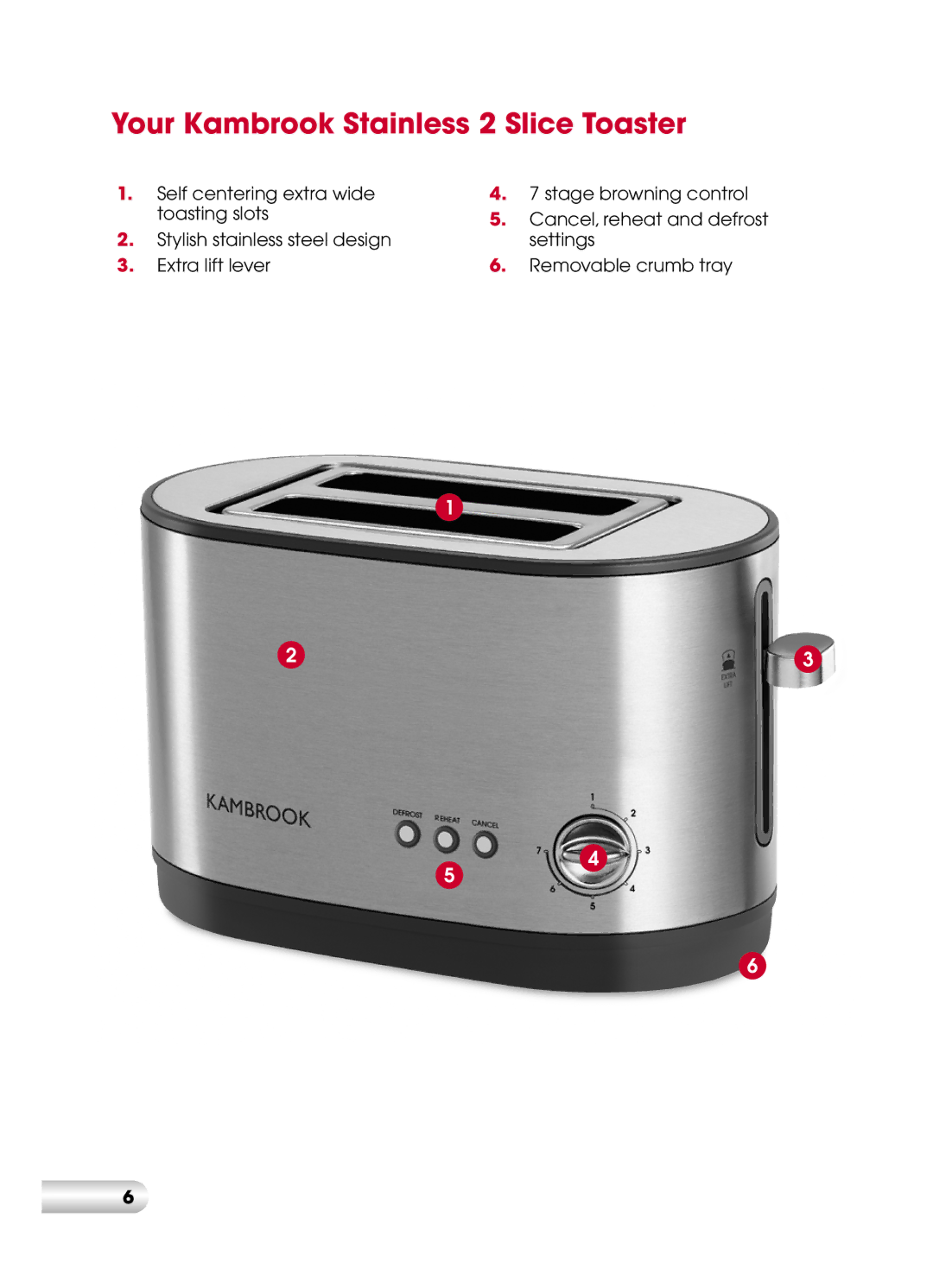 Kambrook KT110 manual Your Kambrook Stainless 2 Slice Toaster 