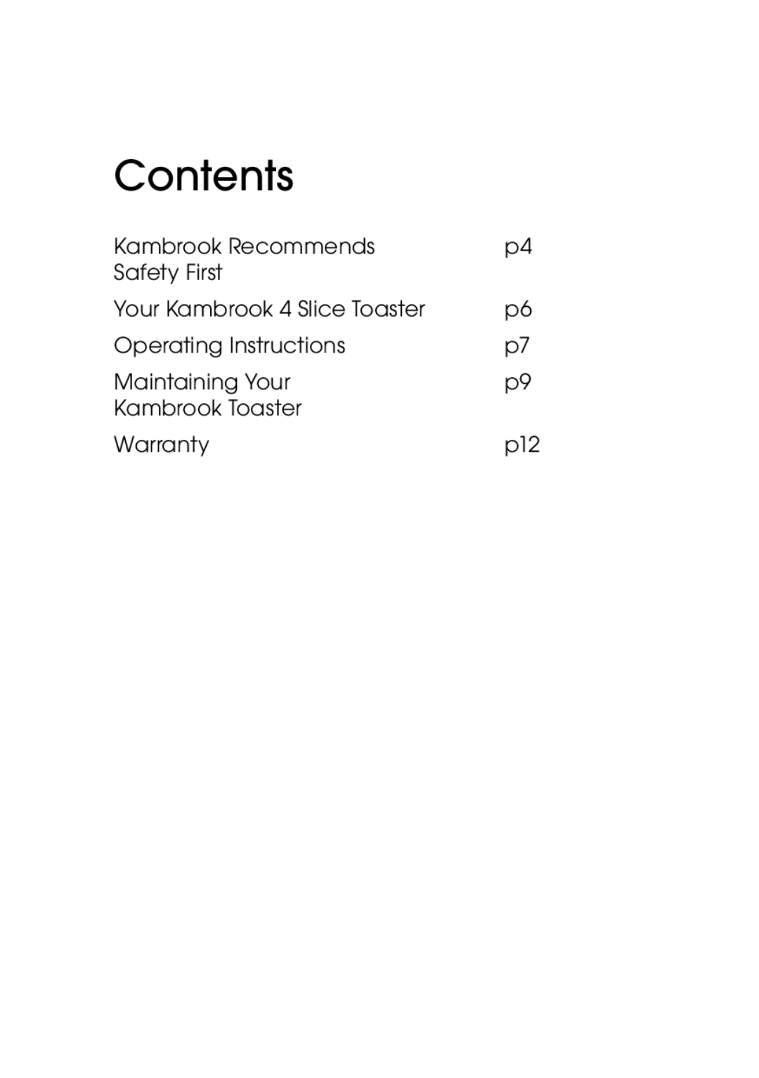 Kambrook KT420 manual Contents 