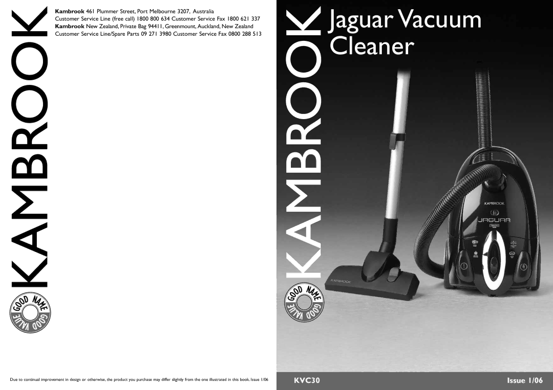 Kambrook KVC30 manual Jaguar Vacuum Cleaner 