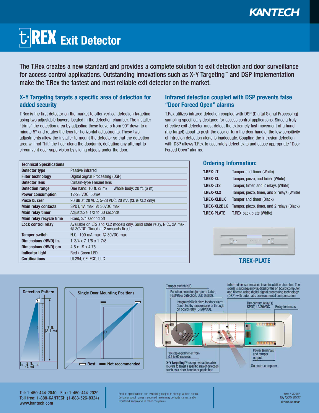 Kantek 20667 manual Exit Detector, Ordering Information, Rex-Plate 