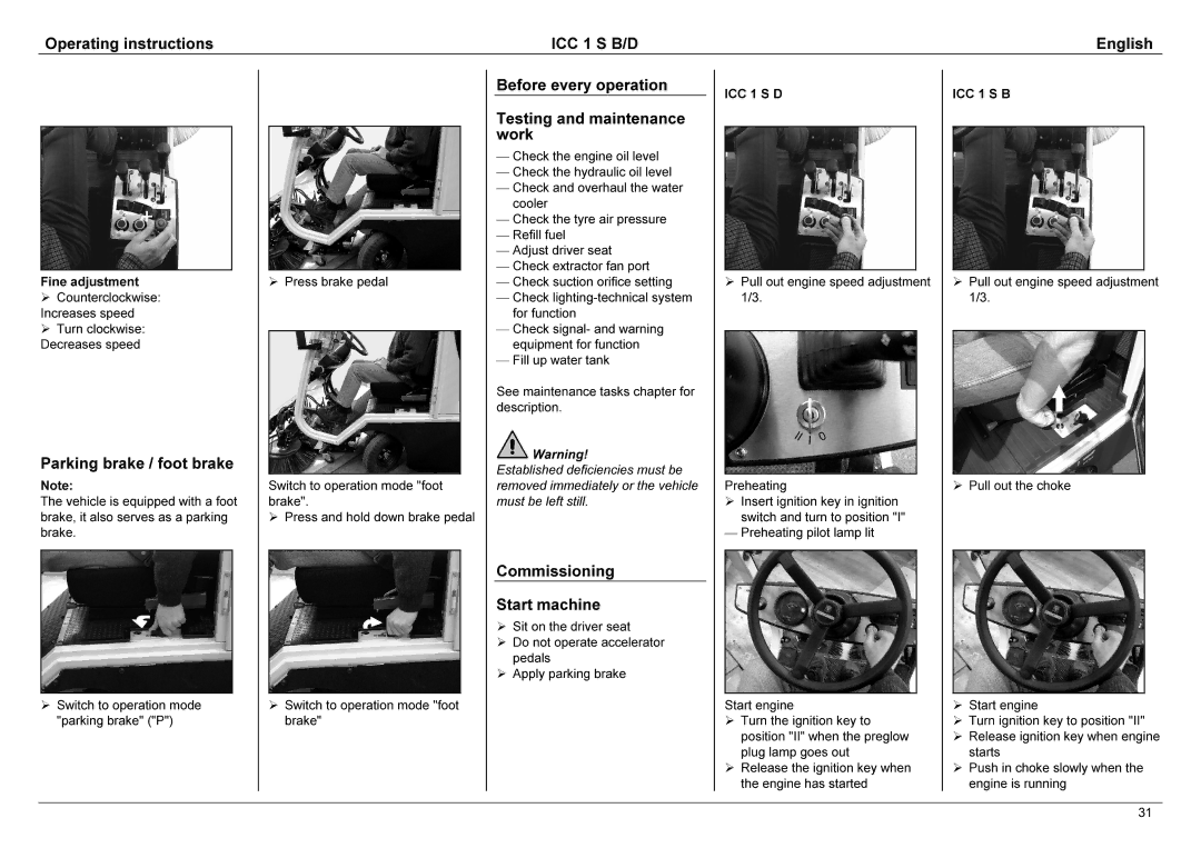 Karcher 1.142-114 manual Engineoil, Commissioing, Pulloutthechoke, Decreasesspeed, Turnclockwise 