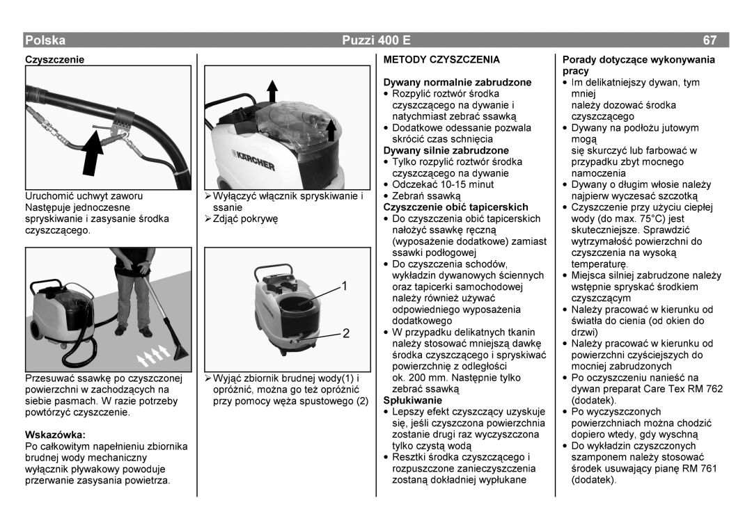 Karcher 400 E manual =GM±SRNU\Zæ, Srfvfrqhm, 3RUDG\GRW\FFHZ\NRQ\ZDQLD, Qrupdo, ∙ 2GFHND± 