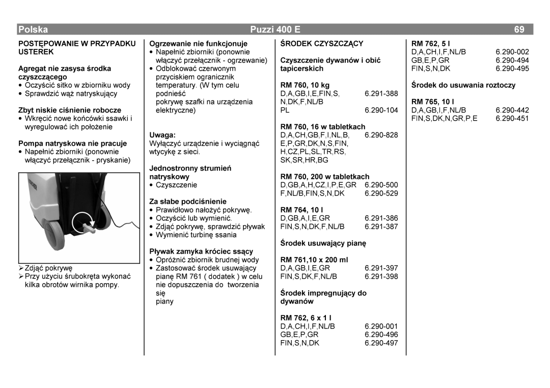 Karcher 400 E manual 50O, 16.1*53, ∙ 2SUo‹QL±=GM±RNUZæVSUDZGL±S\ZDN, WDSLFHUVNLFK&\VFHQLHNJG\ZDQoZLREL 