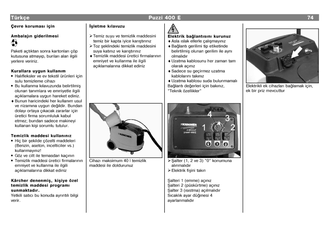 Karcher 400 E manual OHNWULNEDpODQWÄVÄQÄ, Ndeoroduçqçd«Çqçqxkhuxdw 