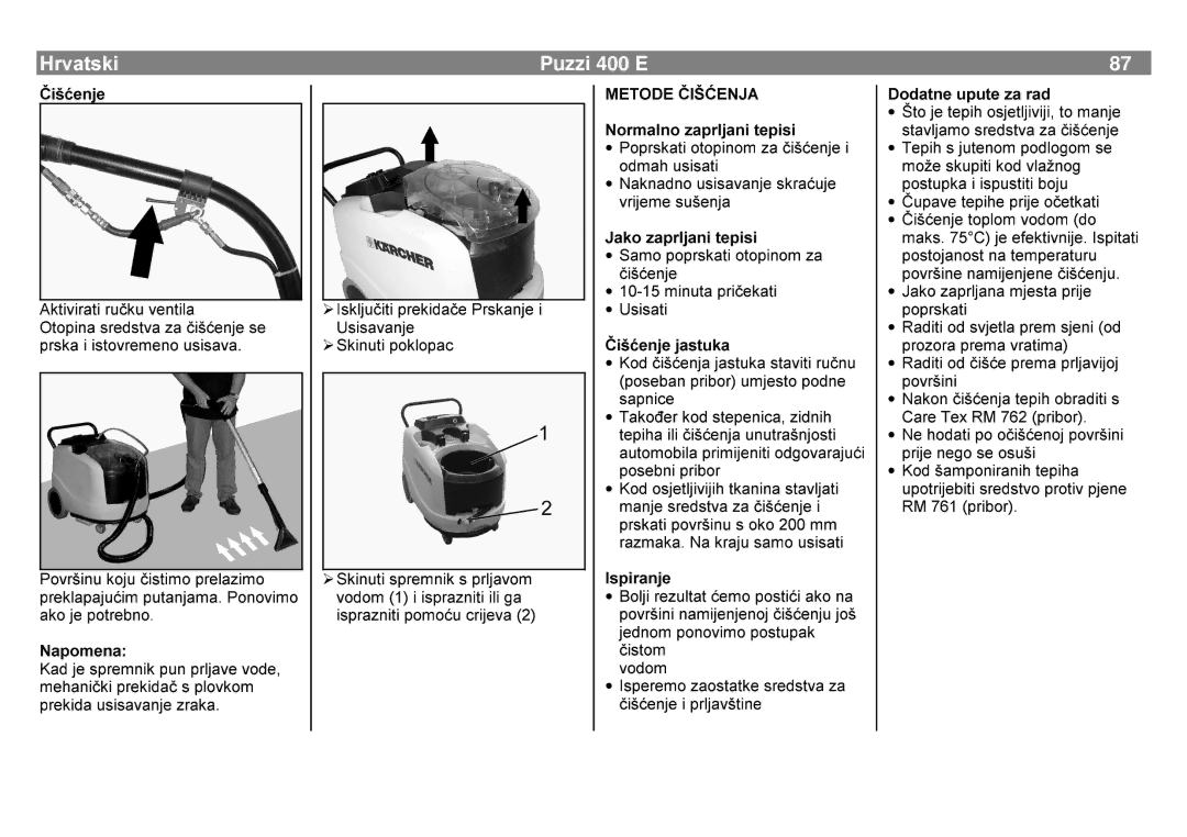 Karcher 400 E manual 40720 E, 1RUPDOQRDSUOMQLWHSLVL, SXWDQMDPDSUHODLPR3RQYLPR, Gmhvsuhpqlnsxqsuomdyhyrgh, Rgdwqhxsxwhdudg 