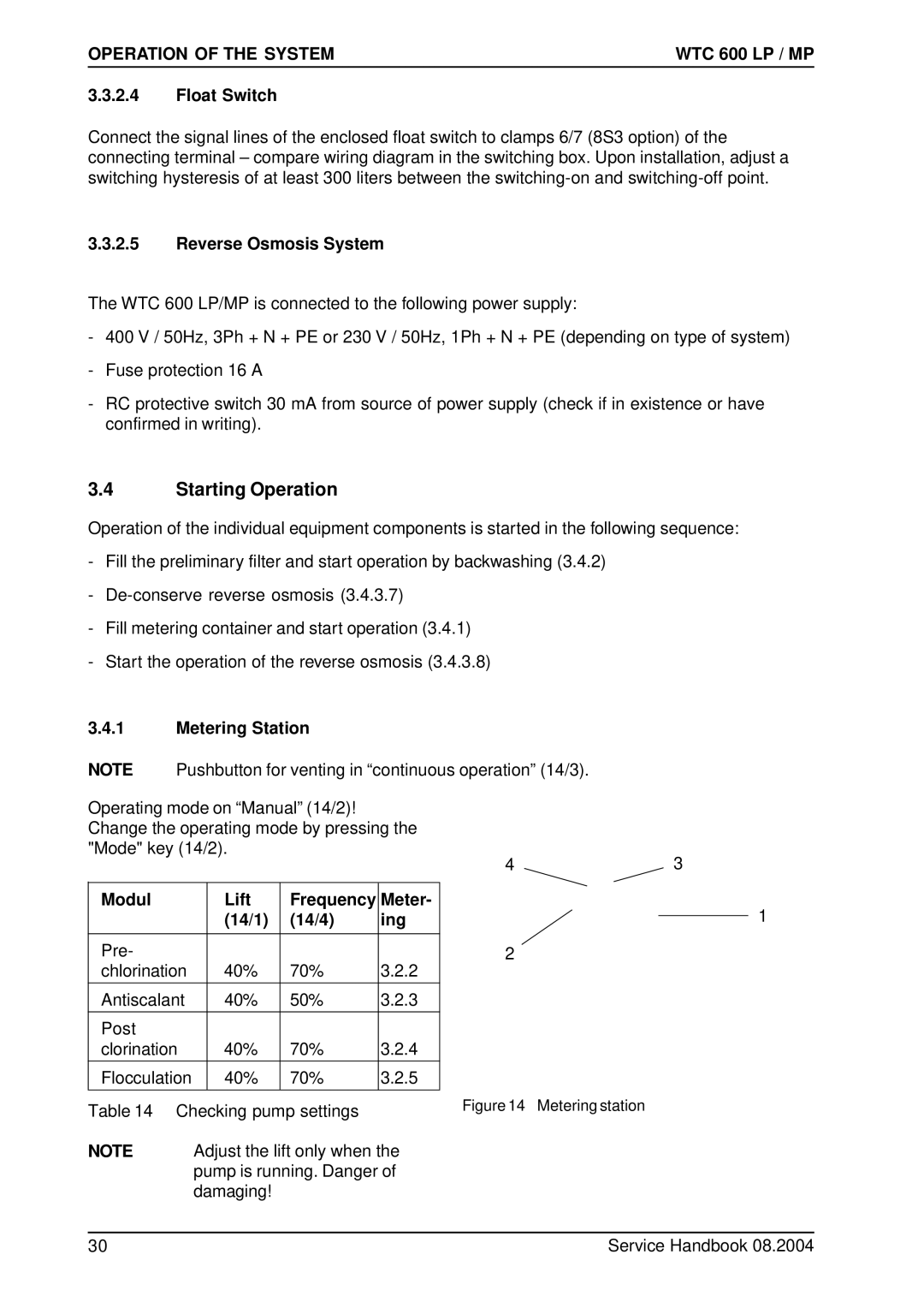 Karcher 600 CD manual Starting Operation, Reverse Osmosis System, Modul Lift Frequency Meter 14/1 14/4 Ing 