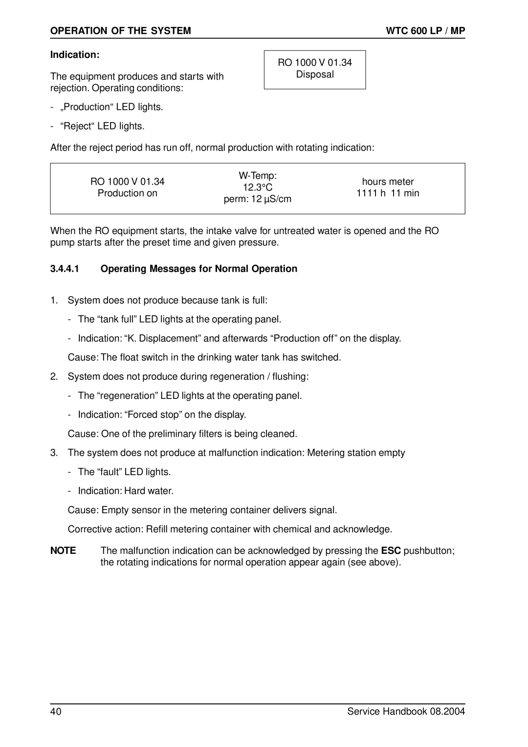 Karcher 600 CD manual Operating Messages for Normal Operation 