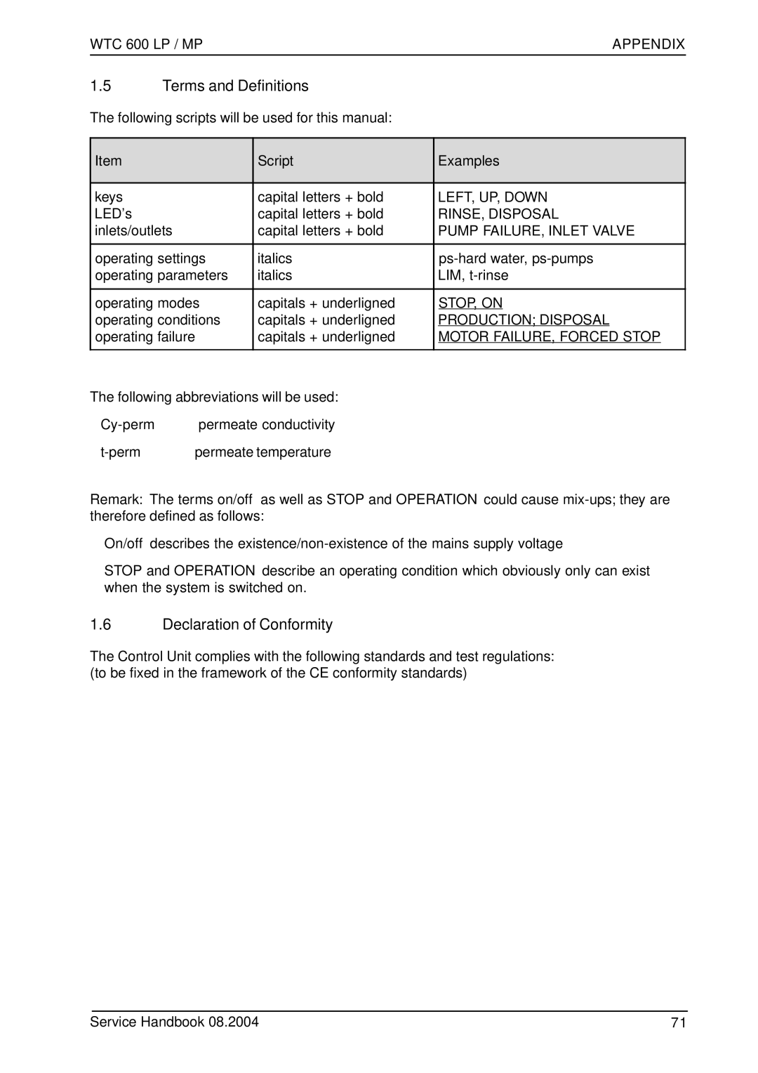 Karcher 600 CD manual Terms and Definitions, Declaration of Conformity, Script Examples 