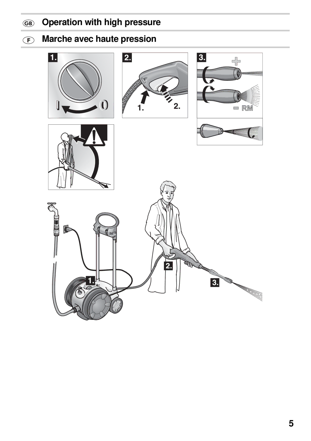 Karcher 670M manual Operation with high pressure Marche avec haute pression 