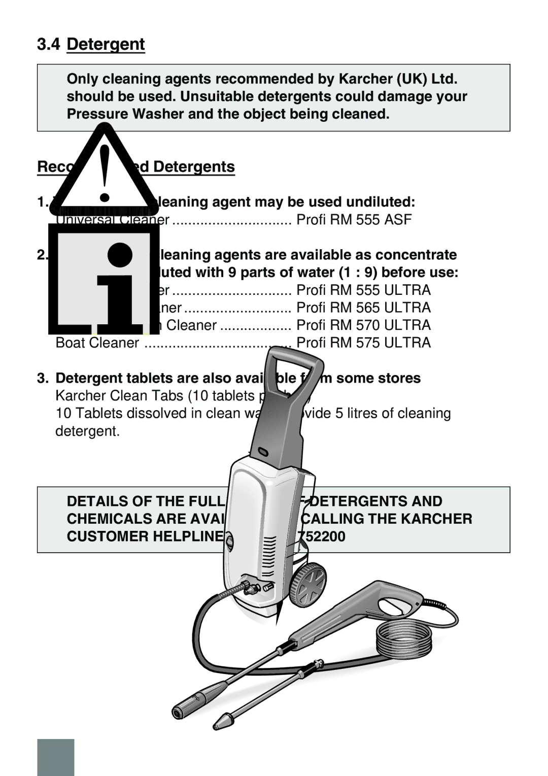 Karcher darcher, 397 m plus manual Recommended Detergents 