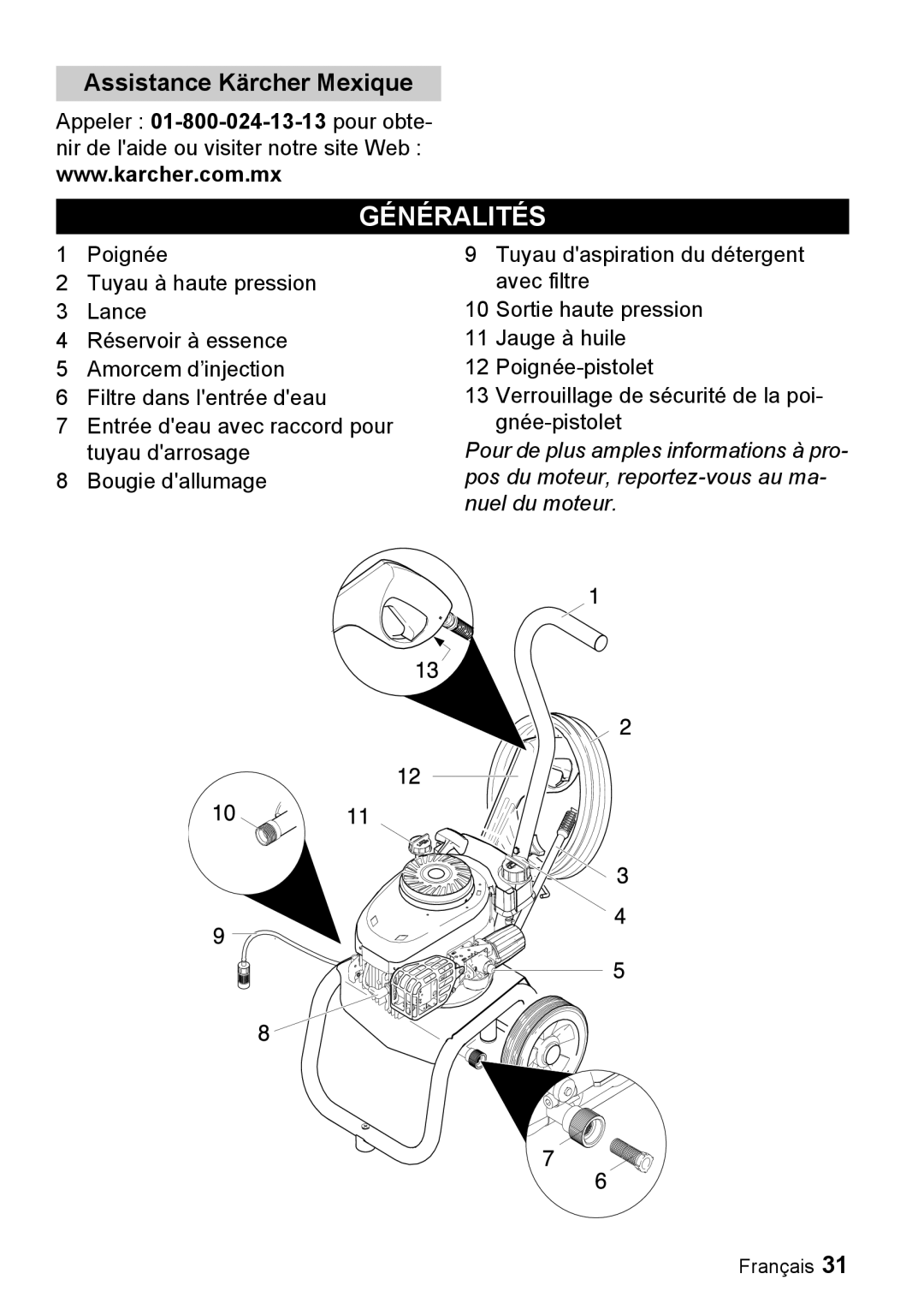 Karcher G 2000 ET manual Généralités, Assistance Kärcher Mexique 