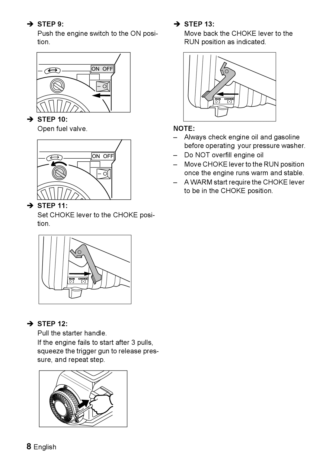 Karcher G 2000 MK manual Open fuel valve Step 