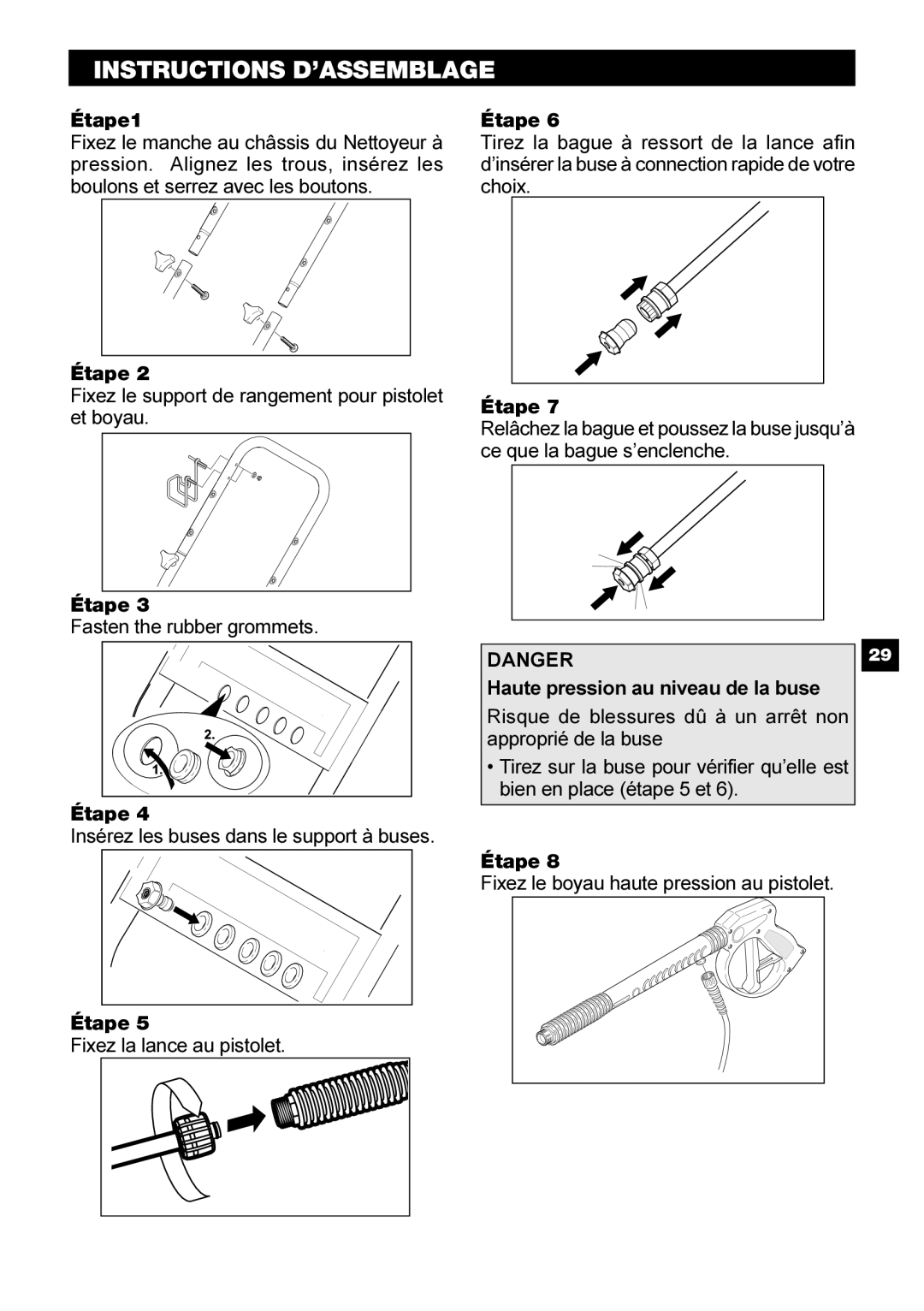 Karcher G 2500 HT manual Instructions D’Assemblage, Étape1, #,0&%+#+&1#2# 