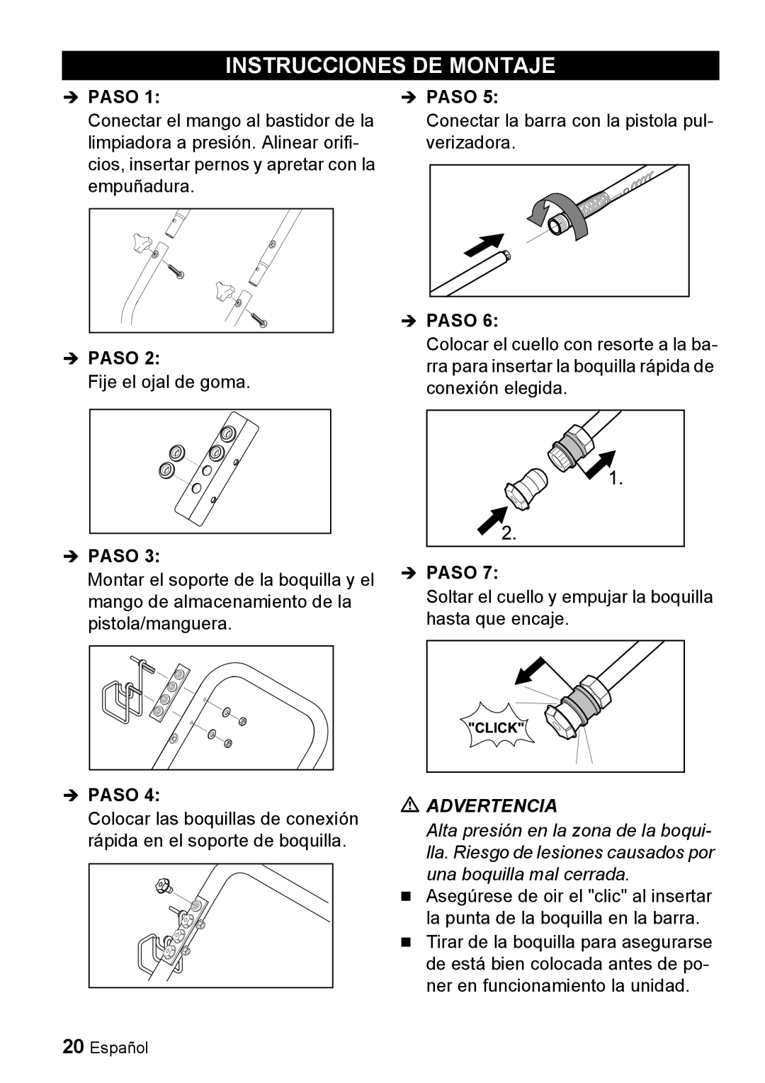 Karcher G 2500 LH manual Instrucciones DE Montaje, Paso 