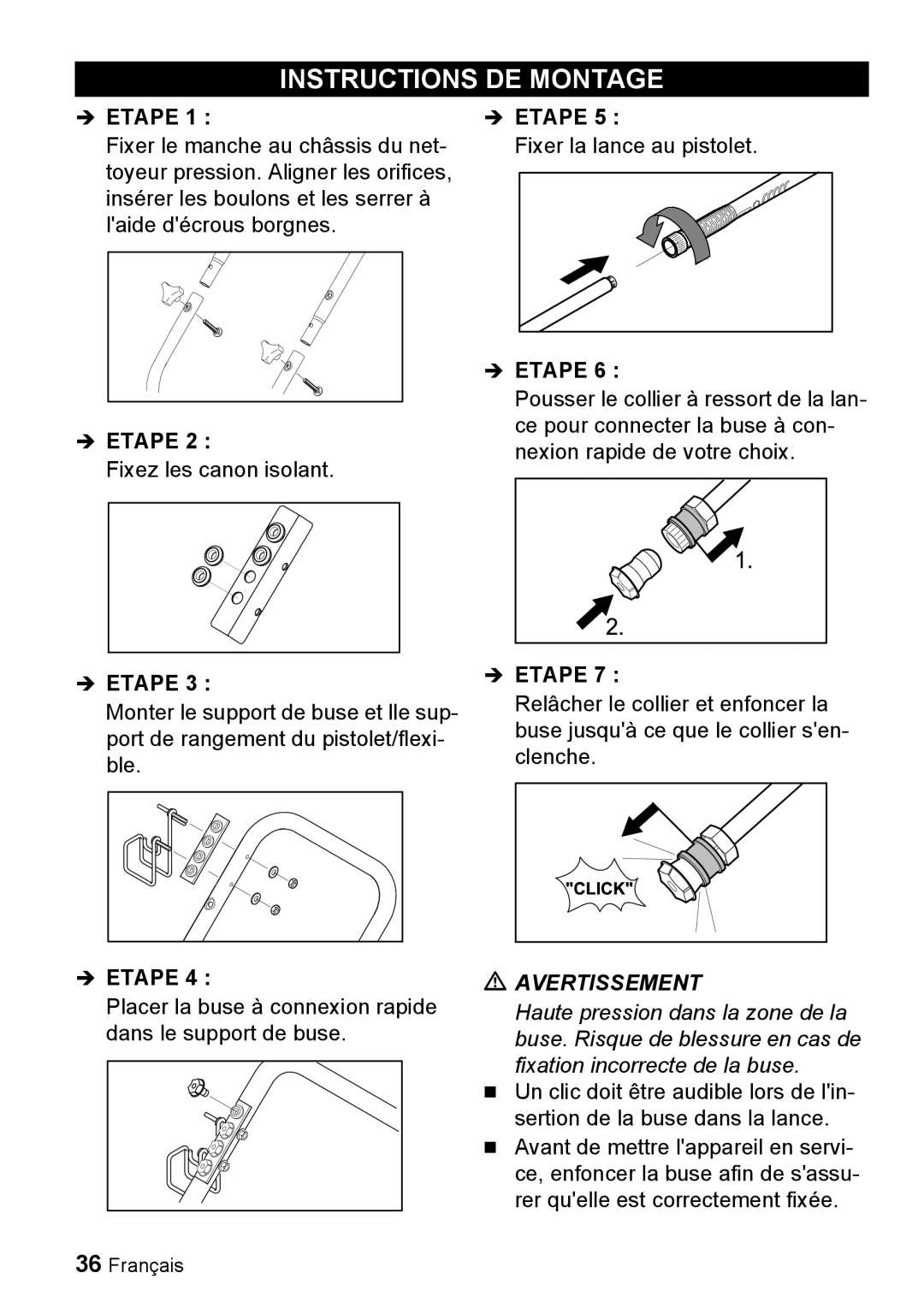 Karcher G 2500 LH manual Instructions DE Montage, Etape 