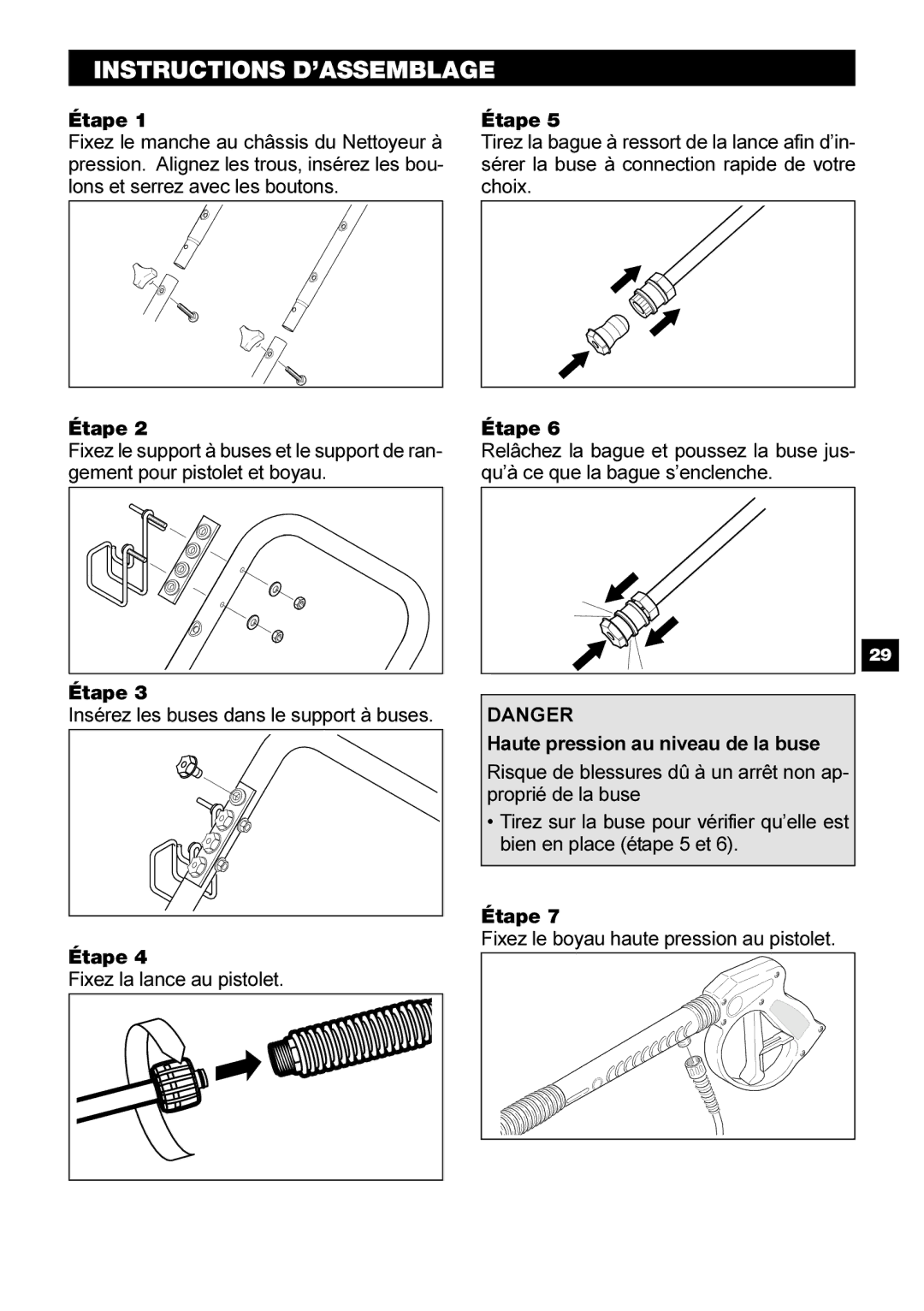 Karcher G 2500 OH manual Instructions D’ASSEMBLAGE 