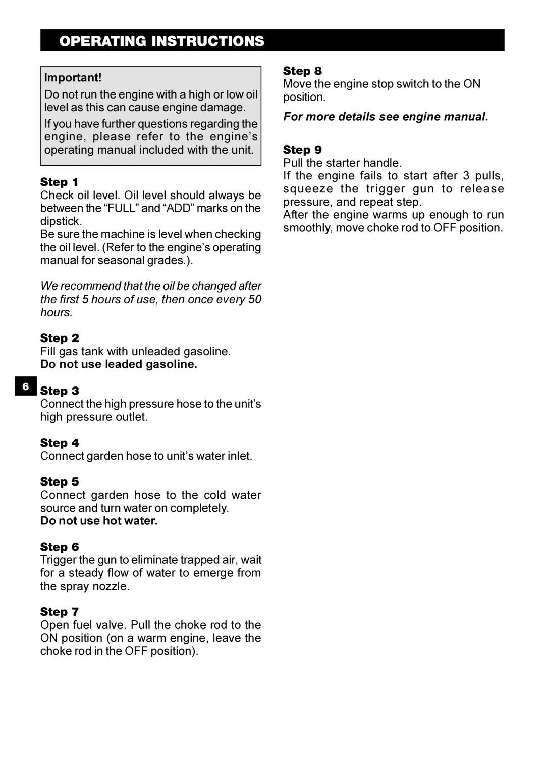 Karcher G 2500 PH manual Operating Instructions 