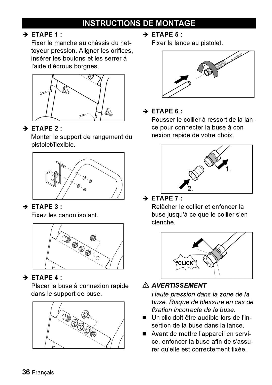 Karcher G 2500 VH manual Instructions DE Montage, Etape 