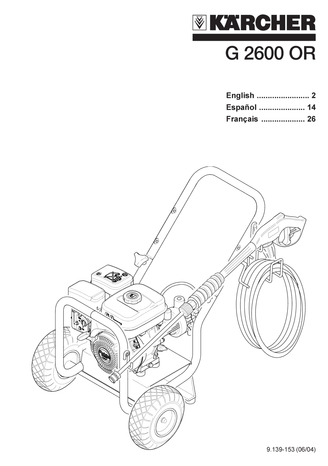 Karcher G 2600 OR manual 2600 or 