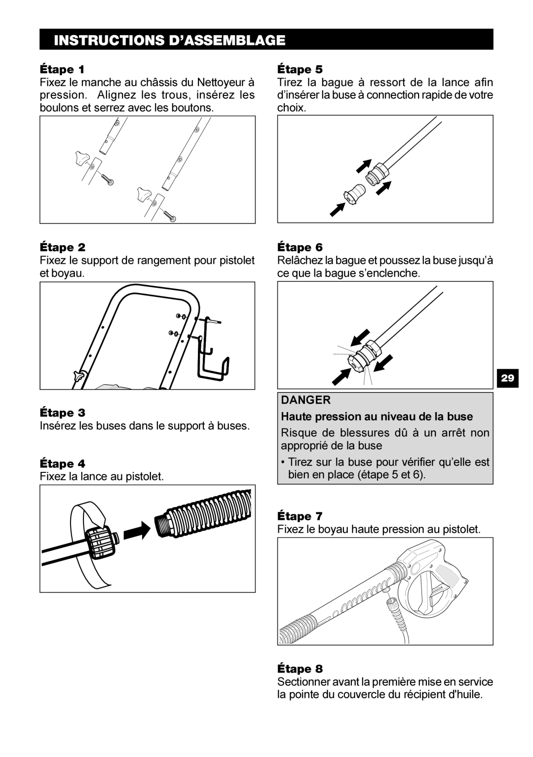 Karcher G 2600 OR manual Instructions D’ASSEMBLAGE 