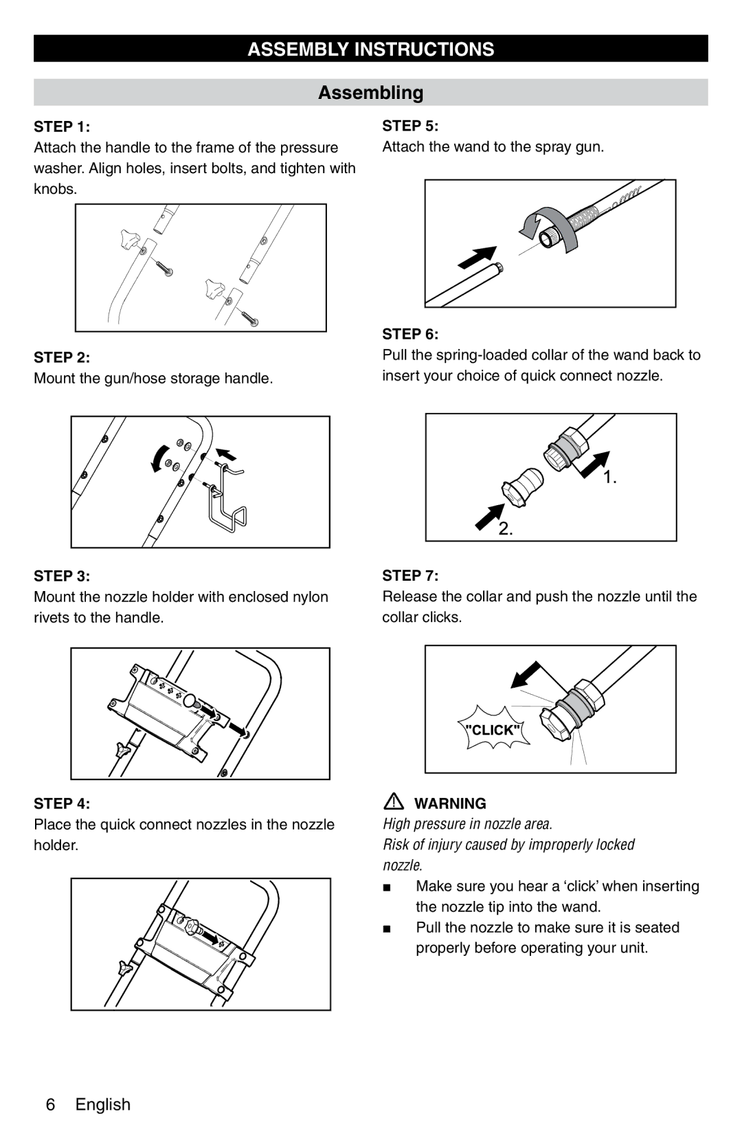 Karcher G 2600 PC manual Assembly Instructions, Assembling 