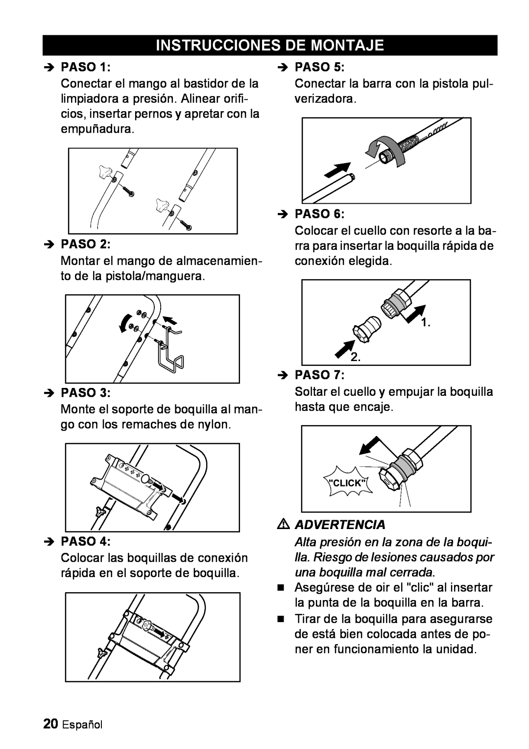 Karcher G 2600 PH manual Instrucciones De Montaje, Advertencia, Î Paso 