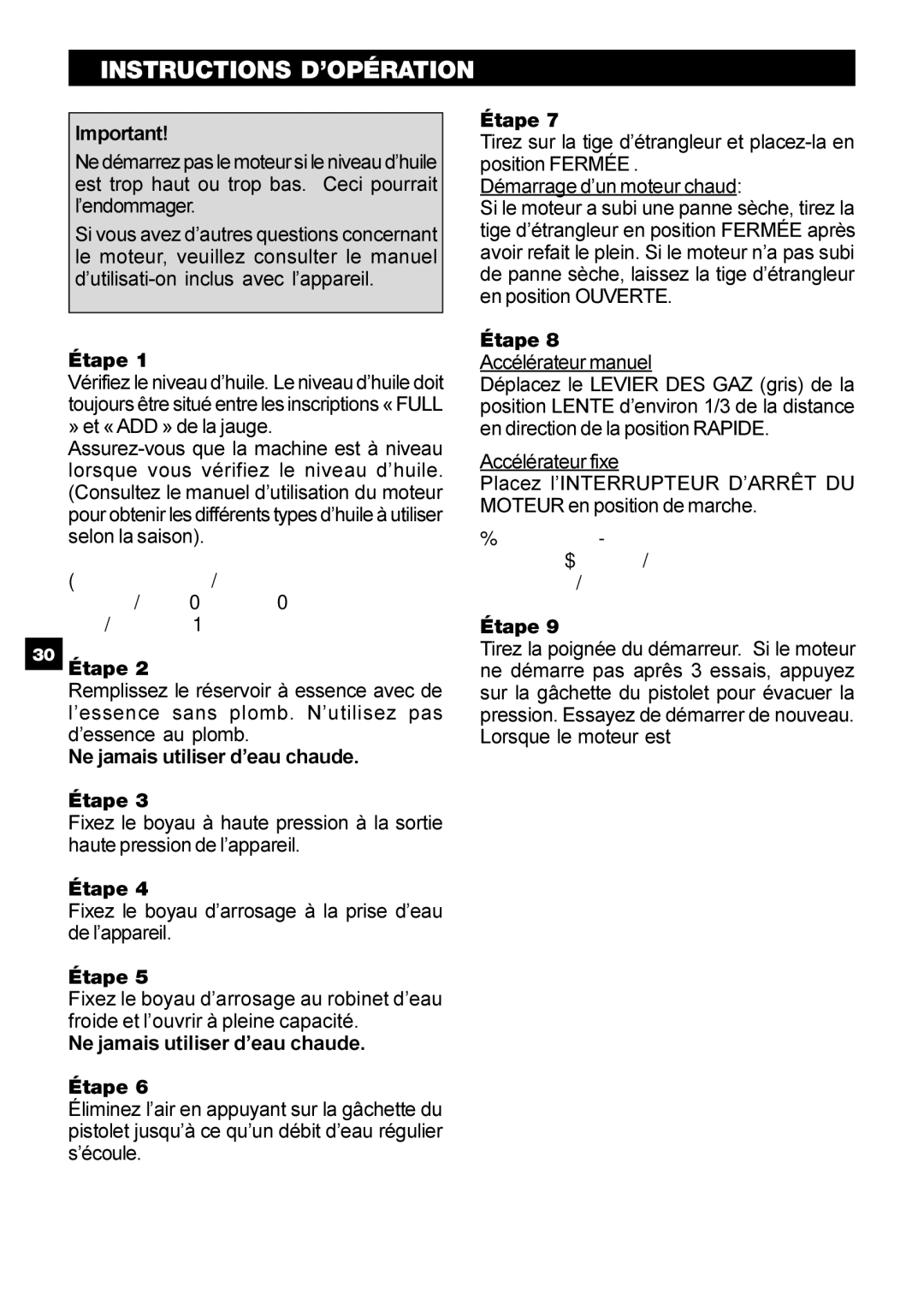 Karcher G 2650 HH manual Instructions D’OPÉRATION 