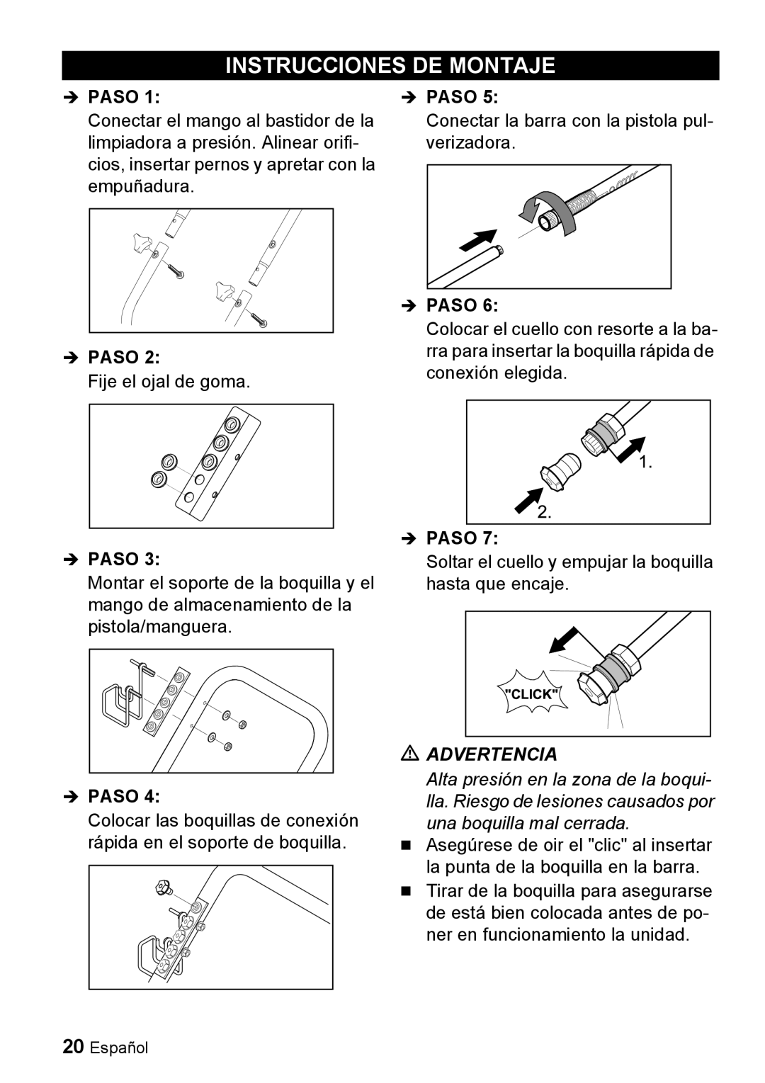 Karcher G 2650 OH manual Instrucciones DE Montaje, Paso 