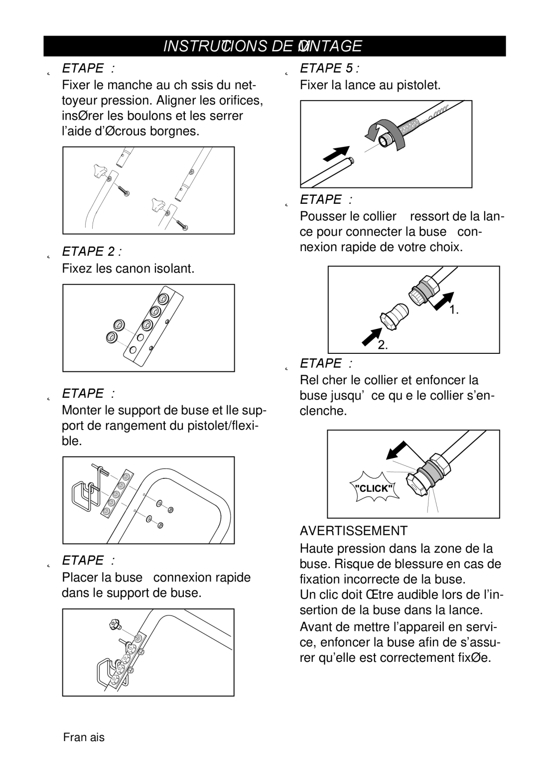 Karcher G 2650 OH manual Instructions DE Montage, Etape 